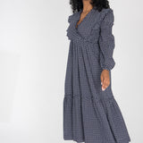 Flounce dobby midi dress - Blue star