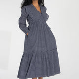 Flounce dobby midi dress - Blue star