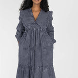 Flounce dobby midi dress - Blue star