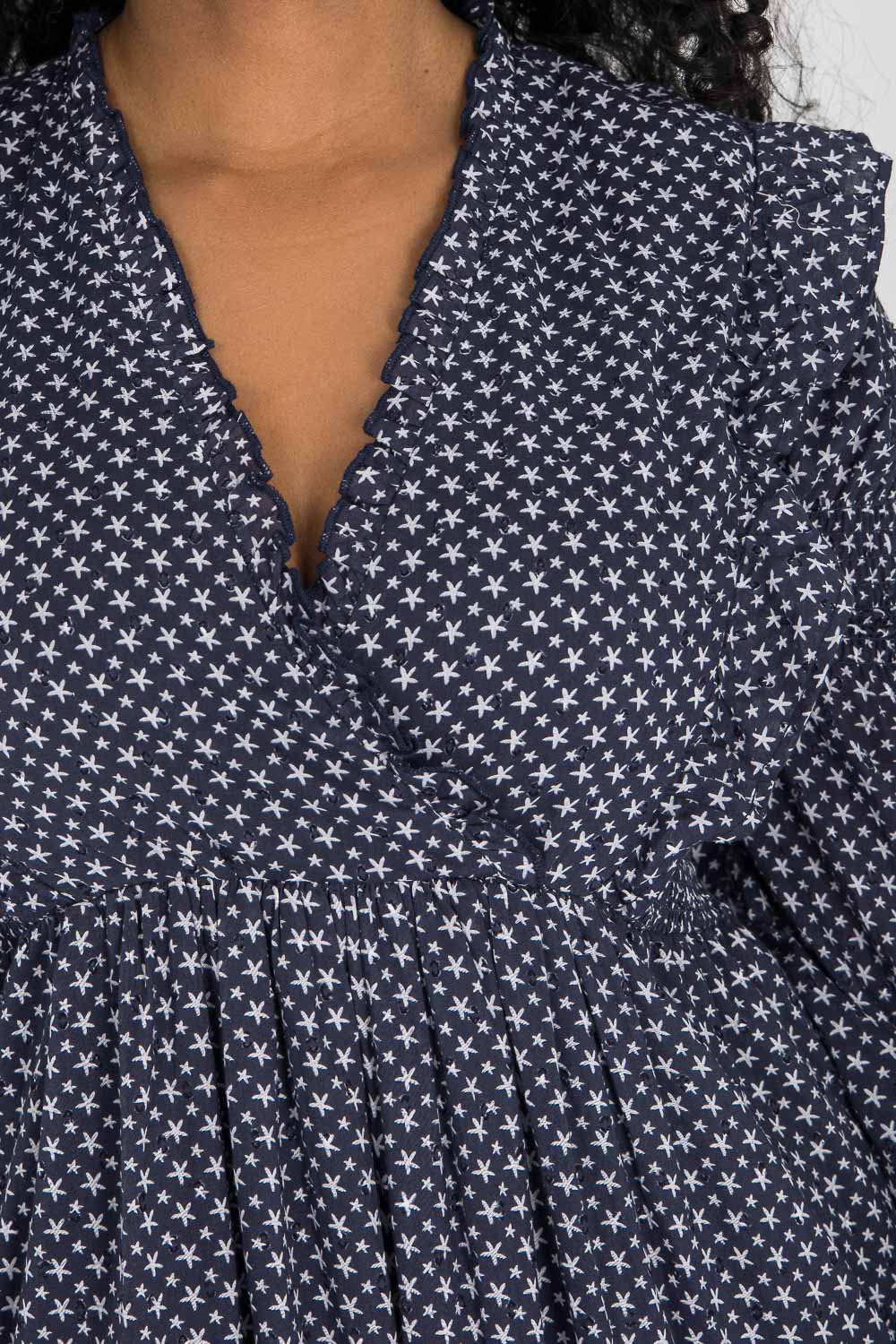 Flounce dobby midi dress - Blue star
