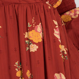 Flounce dobby midi dress - Red Flower