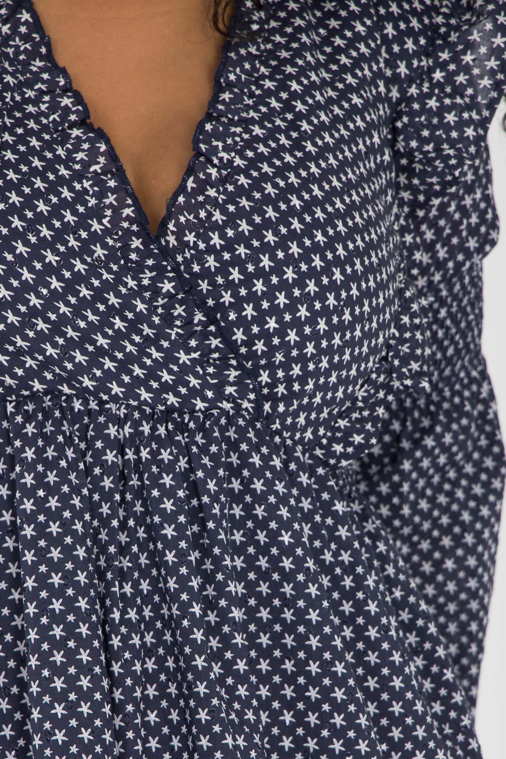 Flounce dobby short dress - Blue star