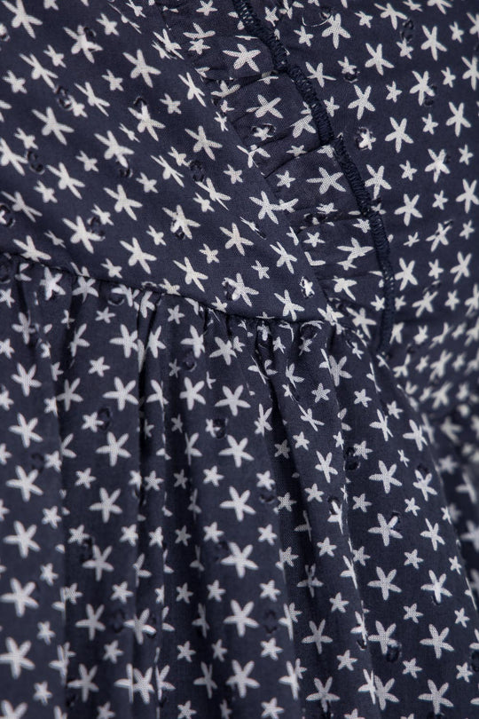 Flounce dobby short dress - Blue star