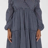 Flounce dobby short dress - Blue star