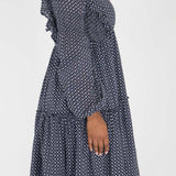 Flounce dobby short dress - Blue star