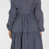 Flounce dobby short dress - Blue star