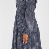 Flounce dobby short dress - Blue star