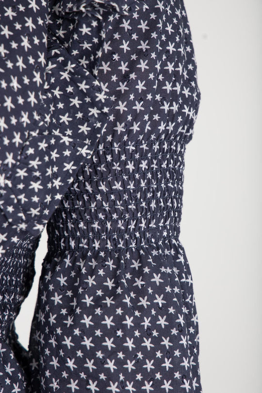 Flounce dobby short dress - Blue star