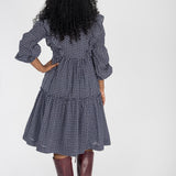 Flounce dobby short dress - Blue star