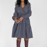 Flounce dobby short dress - Blue star