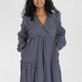 Flounce dobby short dress - Blue star