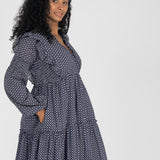 Flounce dobby short dress - Blue star