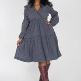 Flounce dobby short dress - Blue star