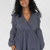 Flounce dobby short dress - Blue star