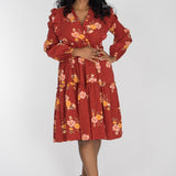 Flounce dobby short dress - Red Flower