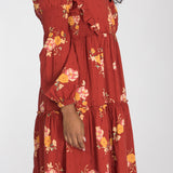 Flounce dobby short dress - Red Flower