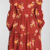 Flounce dobby short dress - Red Flower