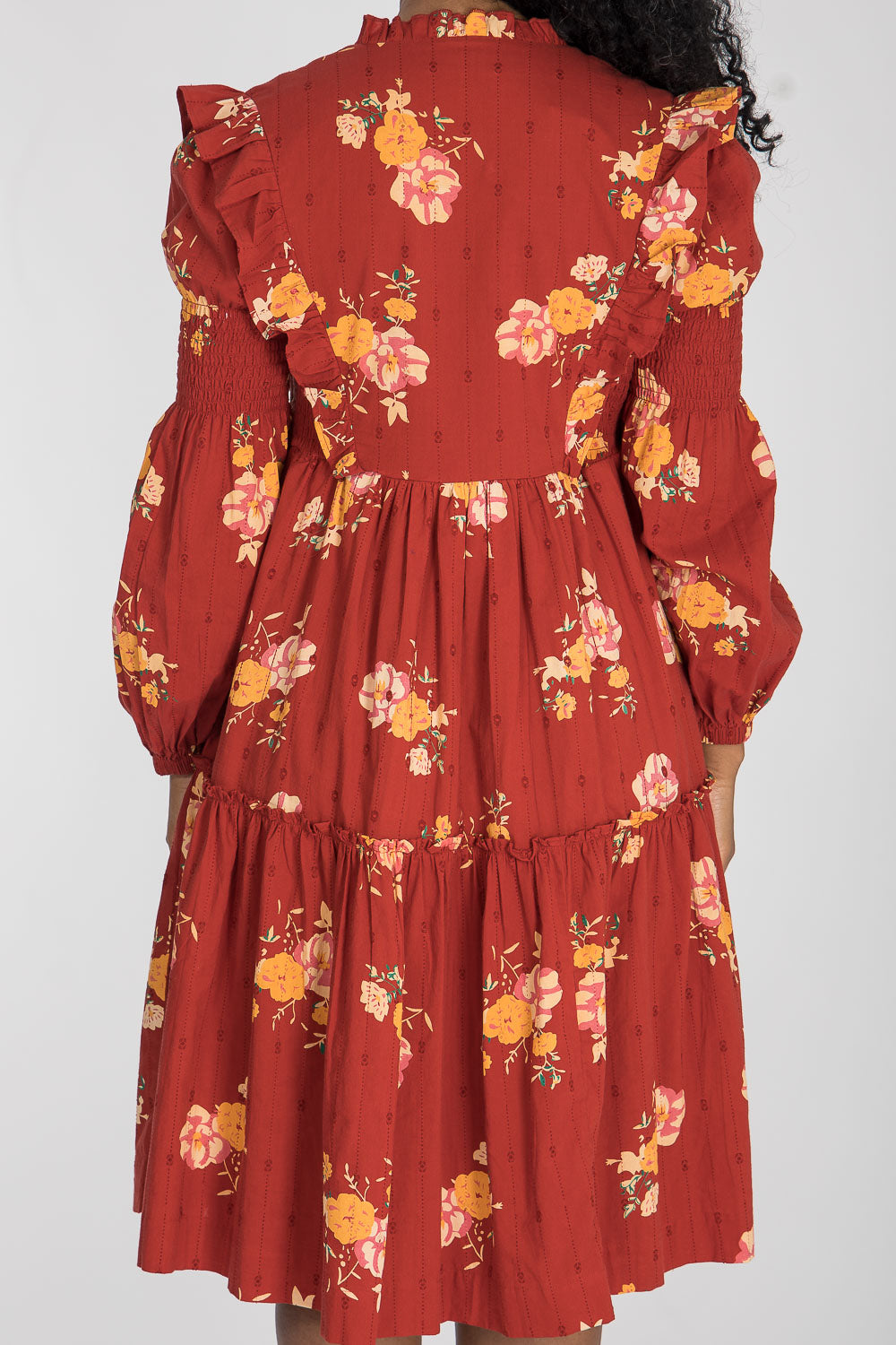 Flounce dobby short dress - Red Flower