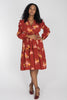 Flounce dobby short dress - Red Flower