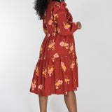Flounce dobby short dress - Red Flower