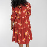 Flounce dobby short dress - Red Flower
