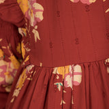 Flounce dobby short dress - Red Flower
