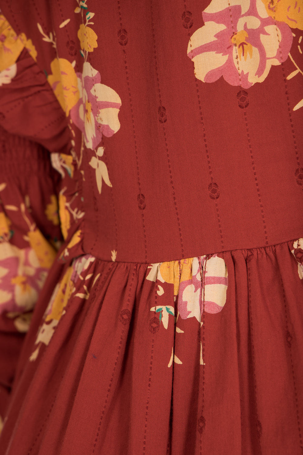Flounce dobby short dress - Red Flower