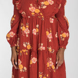 Flounce dobby short dress - Red Flower