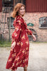 Flounce dobby midi dress - Red Flower