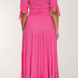Flowy maxi jersey dress - Cerise