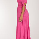 Flowy maxi jersey dress - Cerise