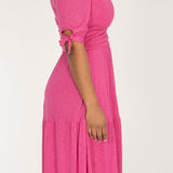 Flowy short jersey dress - Cerise