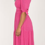 Flowy short jersey dress - Cerise