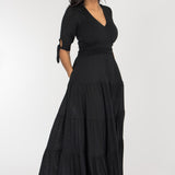Flowy maxi jersey dress - Black