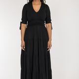 Flowy maxi jersey dress - Black