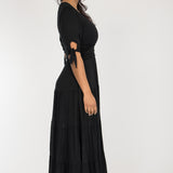 Flowy maxi jersey dress - Black