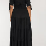 Flowy maxi jersey dress - Black