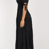 Flowy maxi jersey dress - Black
