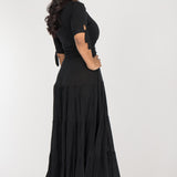 Flowy maxi jersey dress - Black