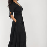 Flowy maxi jersey dress - Black