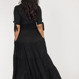 Flowy maxi jersey dress - Black