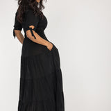 Flowy maxi jersey dress - Black