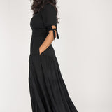 Flowy maxi jersey dress - Black