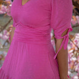 Flowy maxi jersey dress - Cerise