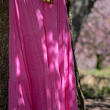 Flowy maxi jersey dress - Cerise