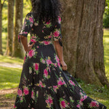 Flowy maxi jersey dress - Black