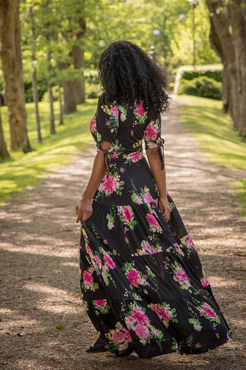 Flowy maxi jersey dress - Black