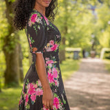 Flowy maxi jersey dress - Black