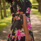 Flowy maxi jersey dress - Black