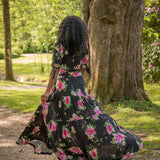 Flowy maxi jersey dress - Black